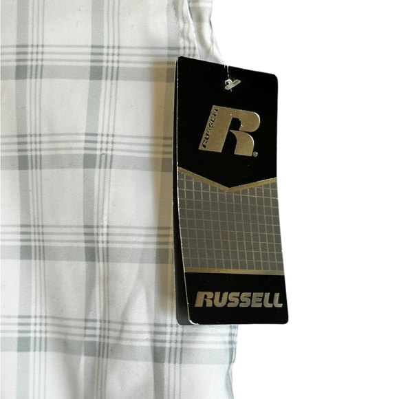 Russell Athletic White and Gray Flat Front Mens Shorts SZ 44 - Picture 2 of 14